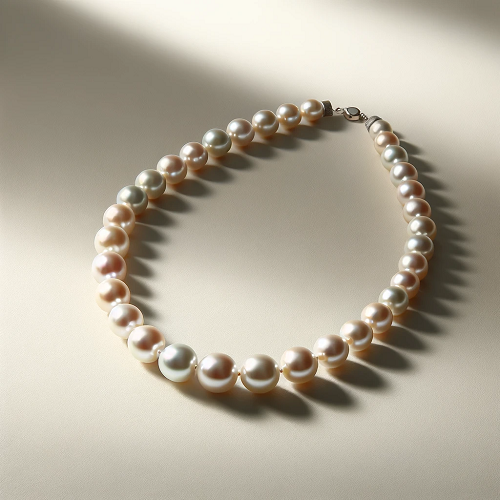 DALL·E 2023-11-11 11.05.49 - A simple and elegant scene of a Morandi pearl necklace jewelry piece, ideal for an e-commerce platform detail page. The necklace, featuring the distin.png